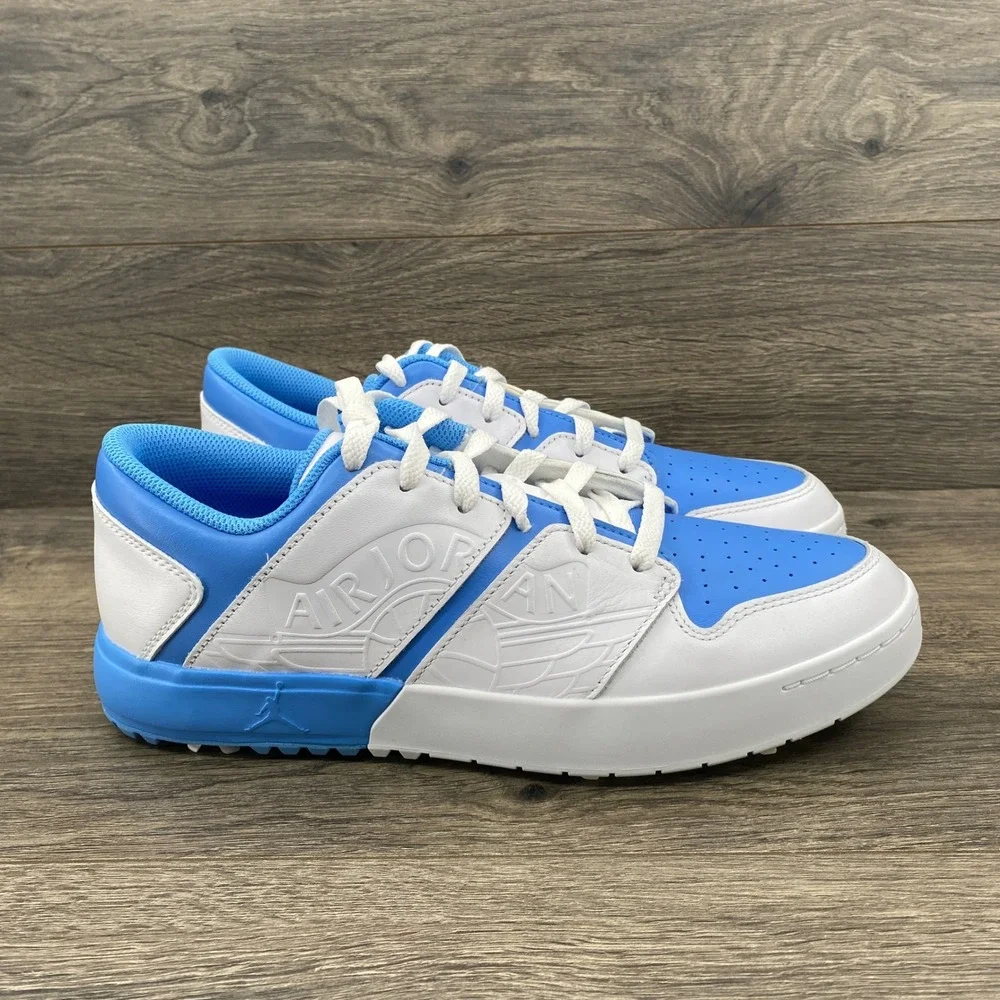 Jordan Nu Retro 1 G Mens 9 White University Blue Spiked Golf Shoes FZ4153-101
